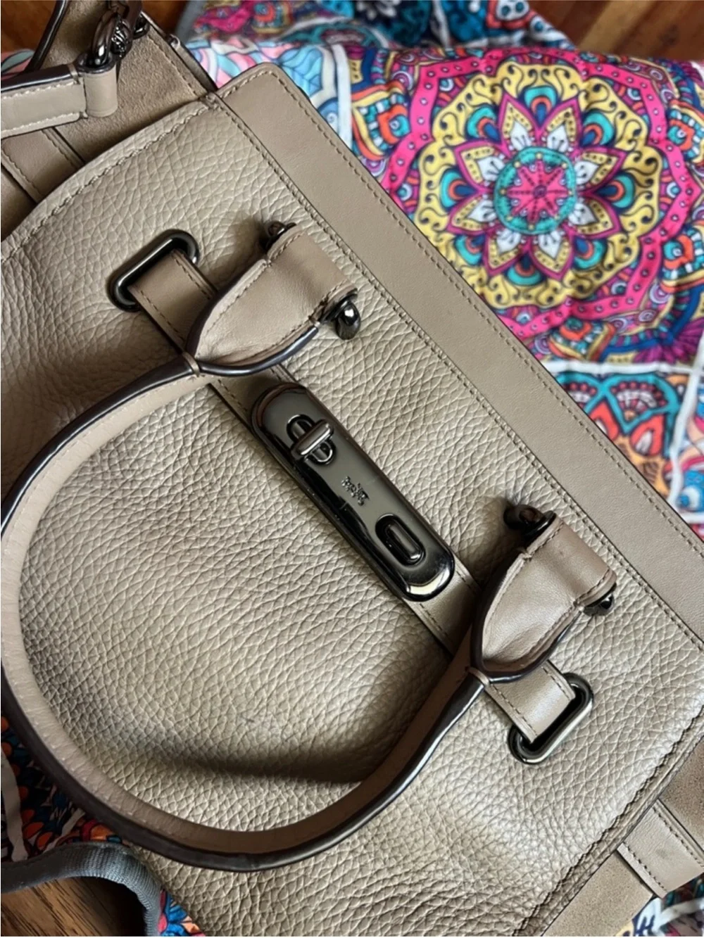 Coach  Leather Satchel Bag with Removable Strap